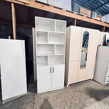 hamam mebel: Ağ rəngli çoxfunksiyalı rəf-dolab kombinasiyası - Material — 1