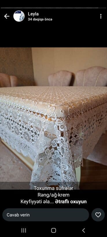 бабочки для декора: Məhsul: Naqişli masa örtüyü - Material: Şəffaf tüllü əsas üzərində — 7