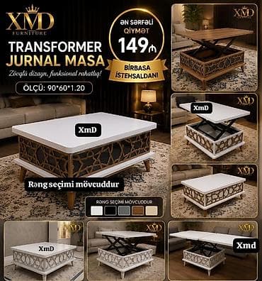 2ci el taxtlar: Transformer Jurnal Masa – XMD Furniture Ölçü: 90×60×1.20 Qiymət — 6