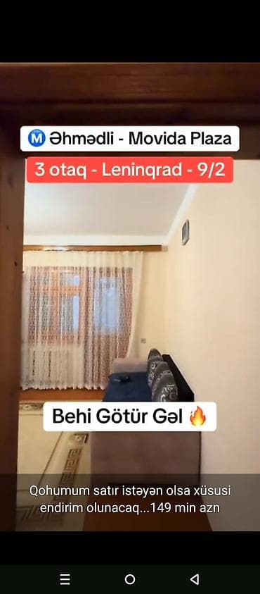 fin evlərinin qiyməti: Əhmədli metrosu – Movida Plaza yaxınlığı Leningrad layihəsi, 9/2 — 2