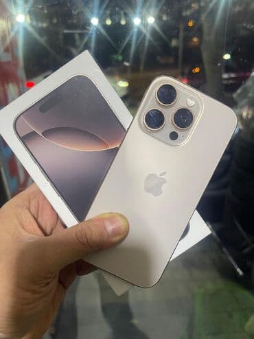 IPhone 16 Pro, 128 GB, Desert Titanium, Simsiz şarj, Face ID, Sənədlərlə