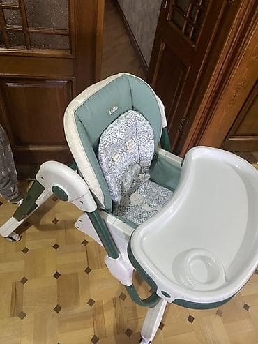 Uşaq yemək stulu – Kidilo - Rəng: Yaşıl-ağ tonlarda, naxışlı yumşaq