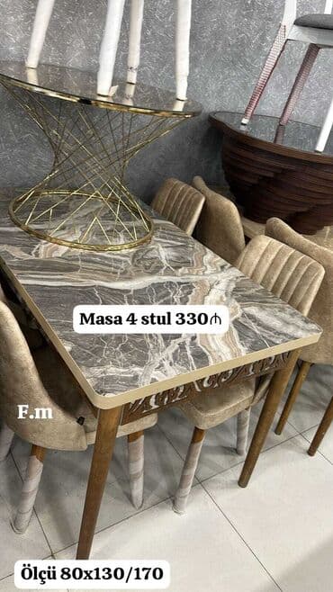 oturacaqlar: Mətbəx üçün, Yeni, Açılan, Dördbucaq masa, 4 stul — 2