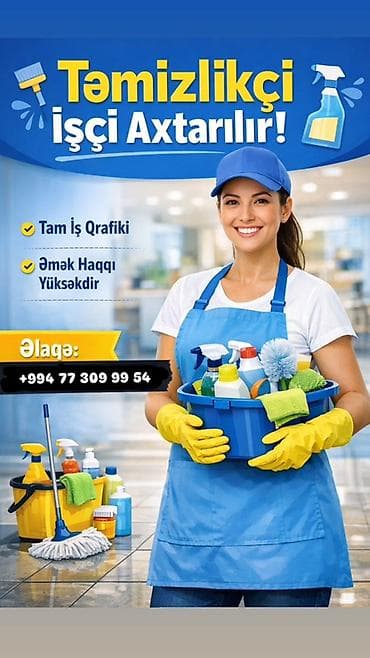 Təmizlikçi işçi axtarılır! - Tam iş qrafiki - Əmək haqqı yüksəkdir lalafo.az -da Təmizlikçi işçi axtarılır! - Tam iş qrafiki - Əmək haqqı yüksəkdir