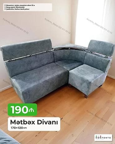 Mətbəx divanı – künc model Ölçü: 170×120 sm Mekanizm: Açılan mexanizm — 1