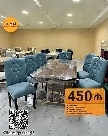 stol dəsti: Qonaq otağı üçün, Açılmayan, Dördbucaq masa, 6 stul — 1