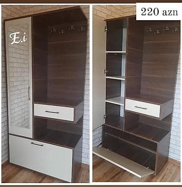 həsir nədir: Yeni, 1 qapı, Güzgülü, Qəhvəyi, Digər material, Açılan, Düz dolab — 1