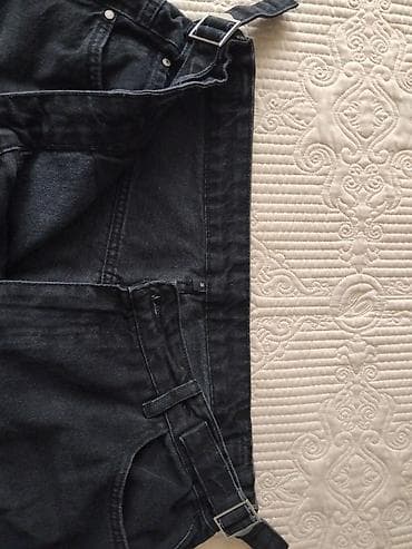 a class makasin: Qara rəngli unisex geniş kəsimli cins şalvar - Material: sıx denim — 4