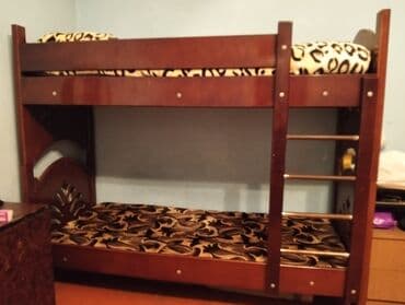 деревянные двухъярусные кровати: Для девочки и мальчика, Б/у, Кровать, С матрасом, Без выдвижных ящиков — 3