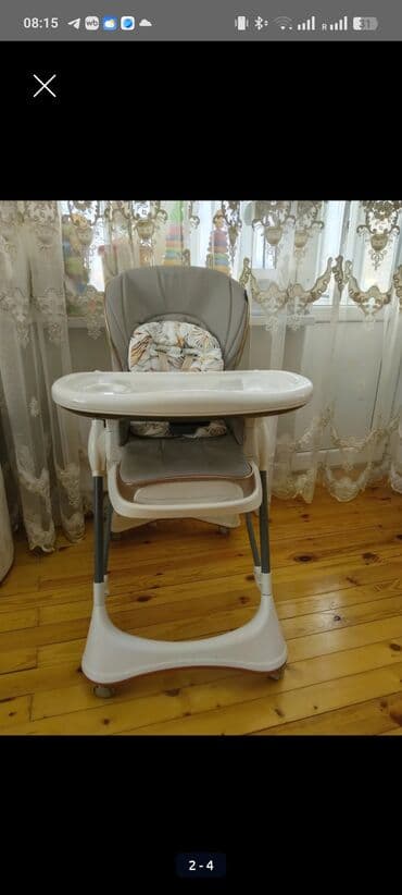 коврик для детей: Uşaq yemək kreslosu - Rəng: ağ‑boz, qızılı detallarla - Geniş — 3