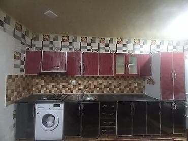 taxta gul qablari: Mətbəx mebel dəsti - Üst şkaflar: bordovı rəngli, 6 bölmə, 2 ədəd mat — 1