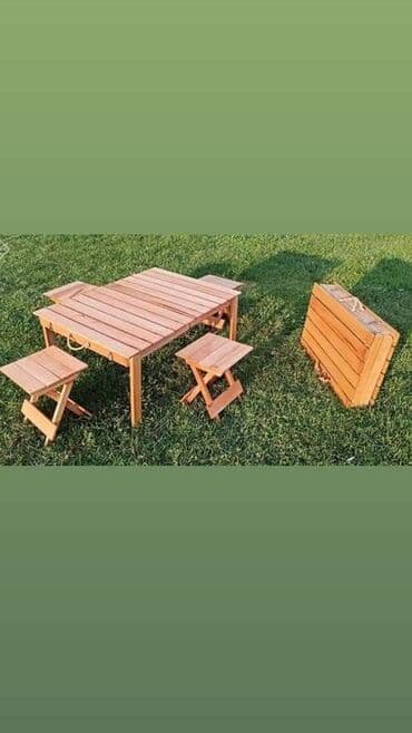masılar: Balkon üçün, Qatlanan, Dördbucaq masa, 4 stul — 2