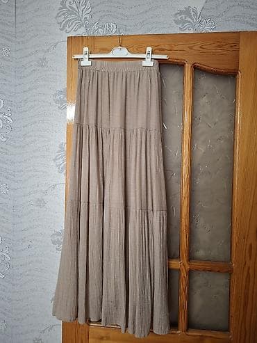 gun eynəyi: Bej rəngli uzun ətək - Stil: qat-qat kəsim, yüngül plisə effektli — 3