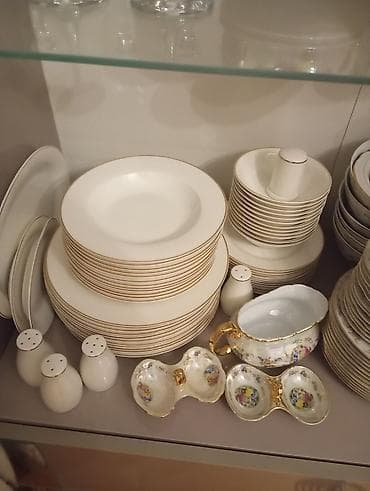 taş yunu: Nahar dəsti, rəng - Ağ, Farfor — 1