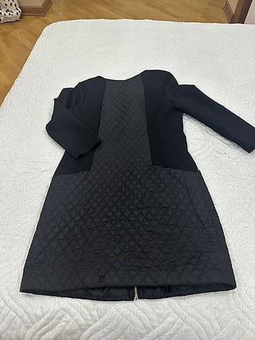 hamam xalat: Qadın üçün qara rəngli kapitonaj (romb tikişli) paltokimono/kardiqan — 2