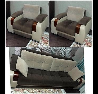divan krislo: İşlənmiş, Divan, 2 kreslo, Bazalı, Açılan — 1