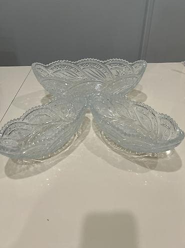 limon qabi: Xrustal(əsl)lodkalar 2konfet qabı ölçüsü yəni uzunluğu 25sm Qiymət — 3