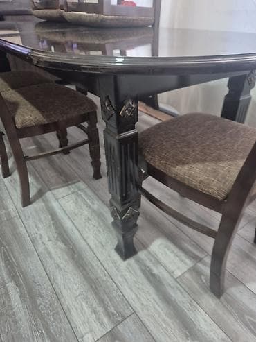 antik stullar: Yemək otağı dəsti – masa və 6 ədəd stul.Uzunluğu 1.98 sm .eni 90 sm — 5