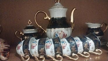 Çay dəsti, rəng - Qara, Farfor