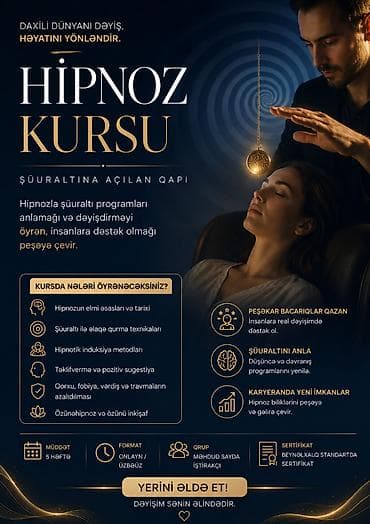 Təlim, kurslar: Hipnoz Kursu – Şüuraltına açılan qapı Daxili dünyanı dəyiş, həyatını — 1
