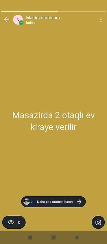 2 otaqli ev: Masazırda 2 otaqlı mənzil kirayə verilir. Təsvir: - Rahat — 1