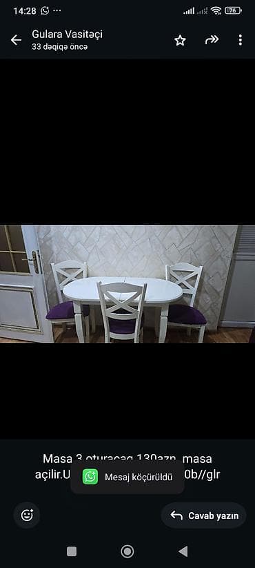 Masa 3 oturacaq 130azn. masa açilir.Unvan Badamdar//3040b//glr