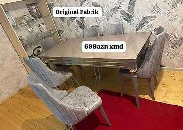 divan dəsti: Original fabrik istehsalı mebel dəsti - Yemək masası və 6 ədəd stul — 1