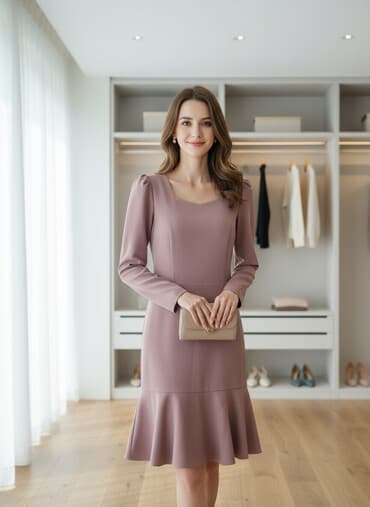 ağ donlar instagram: Zərif qadın paltarı - Rəng: tozlu qızılgül (boz-çəhrayı ton) - Model — 1