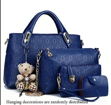 cuxol: Mavi rəngli 4-lü çanta dəsti Komplekt: - Əl çantası: 32 x 21 x 12 sm — 1