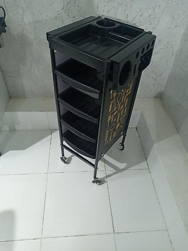 Bərbər/salon üçün çoxfunksiyalı servis arabası - Rəng: qara - — 4
