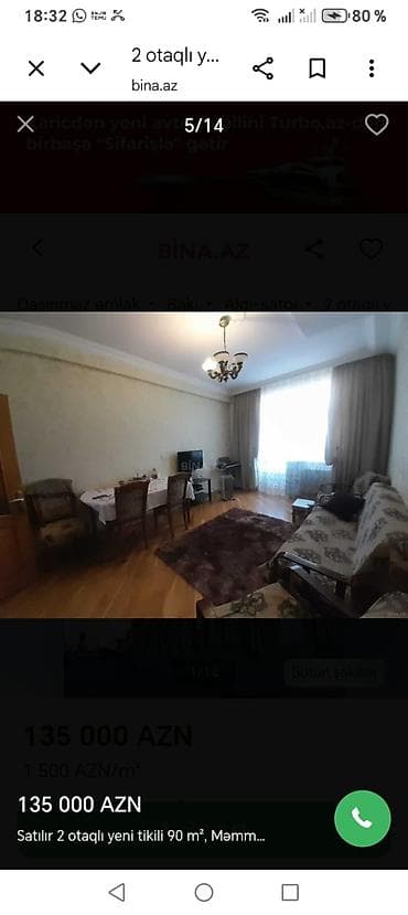 qarayev 3 otaqli evler: 2 otaqlı, Yeni tikili, 90 kv. m — 6
