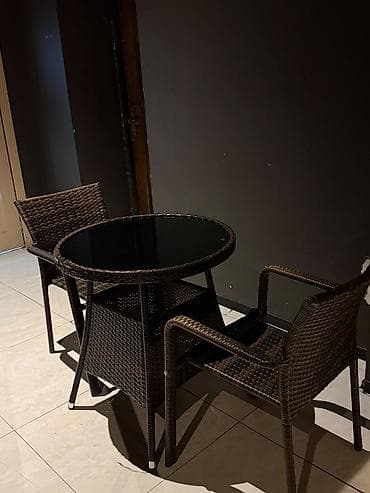 стул для балкона: 2 nəfərlik rattan terras/balkon dəsti 1 ədəd həsir masa + 2 ədəd — 2
