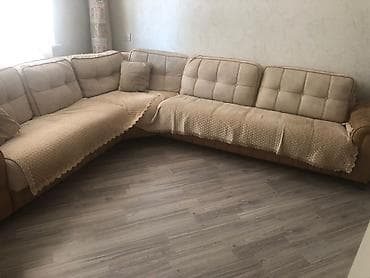 Künc divan dəsti – bej rəngli, geniş oturma sahəsi və yumşaq, rahat