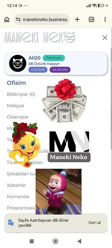 Xidmət: Maneki Neko – onlayn biznes platforması Təsvir: - Maneki Neko — 1