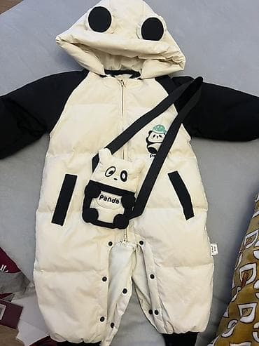 Uşaq üçün qalın qış kombinezonu – “Panda” dizaynı - Rəng: krem və — 1