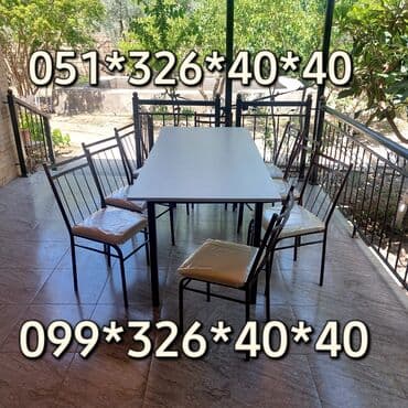 stol və stul dəstləri: Yeni, Dördbucaq masa, 6 stul, Açılmayan, Stullar ilə, Metal, Azərbaycan — 2