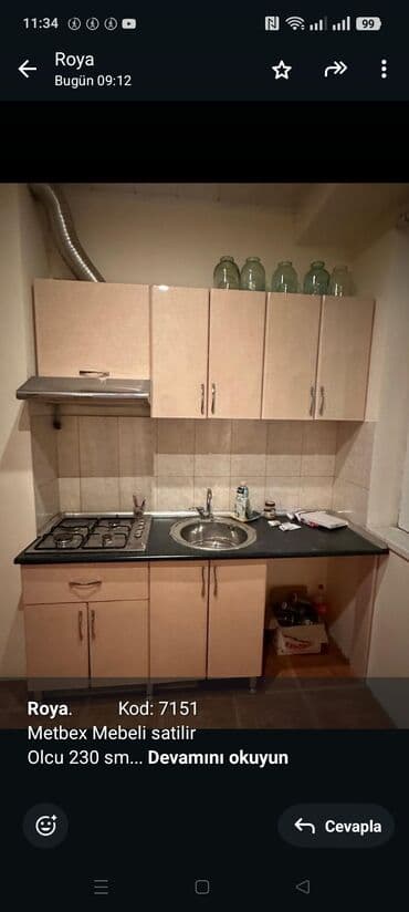 *Roya*. Kod: 7151 Metbex Mebeli satilir Olcu 230 sm Ustunde