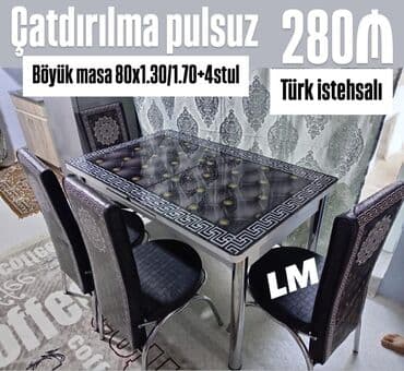 quxna stulu: Mətbəx üçün, Açılan, Dördbucaq masa, 4 stul — 1