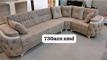 divan kreslo ucuz: Künc divan – müasir dizaynlı, bej rəngdə - L‑şəkilli künc — 1