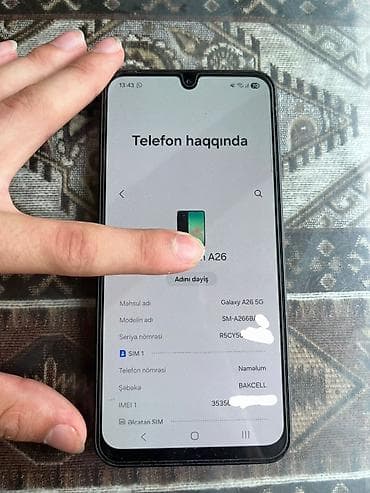 telefon mikrofonu: ⛔Samsumg A26 5G⛔ 256/GB Yaddaş 8/RAM Plus Karıbkasında + Çexolda — 6