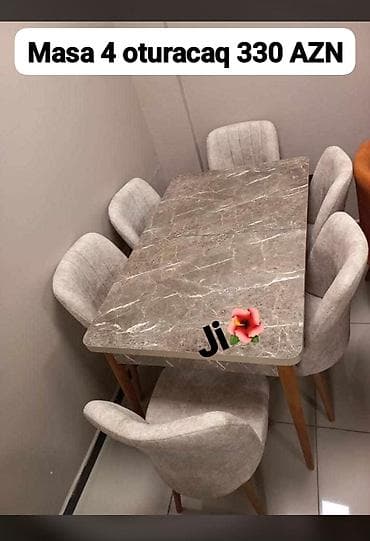 Mətbəx üçün, Açılmayan, Dördbucaq masa, 4 stul
