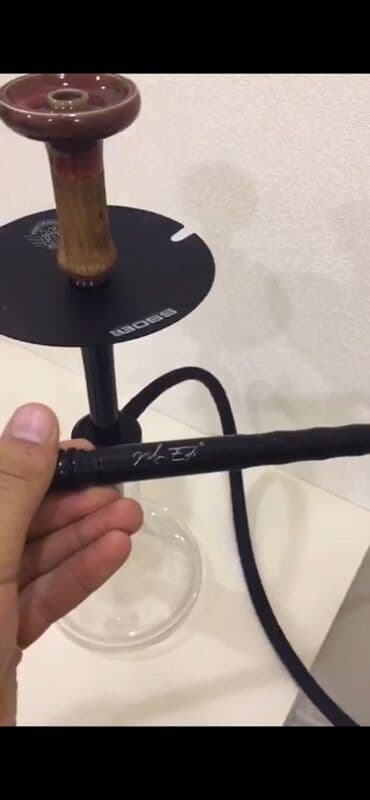 qelya: Şişə nərgilə seti - Material: Şəffaf şüşə kolba, metal gövdə, taxta — 1