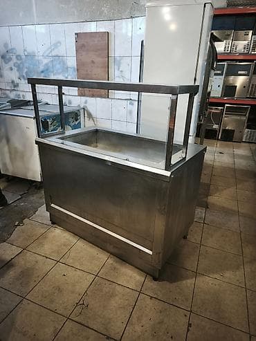 Paslanmayan poladdan hazırlanmış vitrinli istilik/servis bufeti at lalafo.az Paslanmayan poladdan hazırlanmış vitrinli istilik/servis bufeti