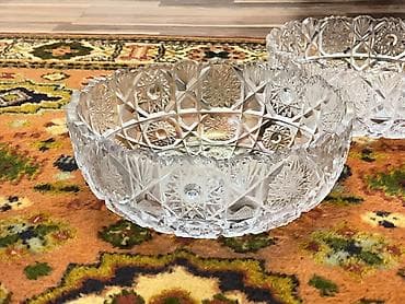 ucuz tül pərdələr: Kəsimli şüşə/kristal qab dəsti - 3 ədəd dekorativ şüşə/kristal qab - — 8