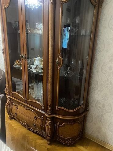Klassik üslubda taxta qonaq otağı dəsti - Material: təbii ağac — 2