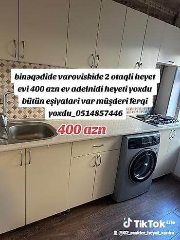 afreyim evler: 60 kv. m, 2 otaqlı, Kombi, Qaz, İşıq — 1