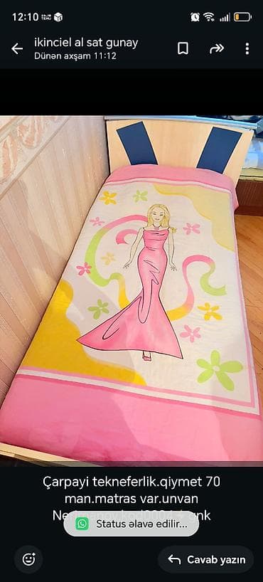 tek termolar: Qız üçün, Çarpayı, Matras ilə — 1