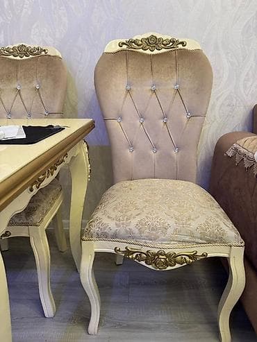 parda tul: Klassik üslubda yemək otağı dəsti - Dəst: düzbucaqlı masa + 6 ədəd — 3