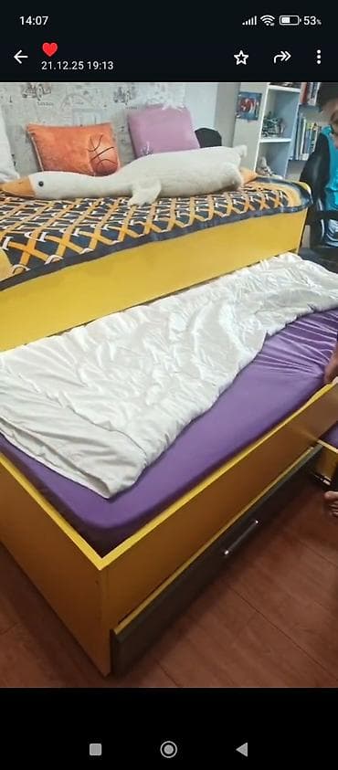 Oğlan və qız üçün, İşlənmiş, Çarpayı, Matrassız, Siyirməli, Laminat