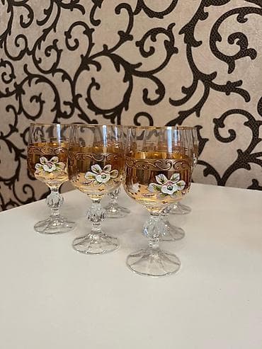 edava qablari: Qədəhlər, rəng - Qızılı, Şüşə, 6 ədədli dəst — 1